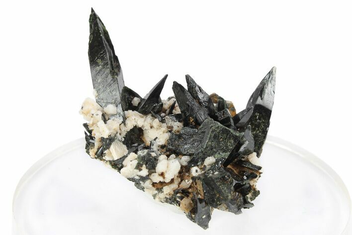 Sharp Aegirine Crystals on Feldspar - Malawi #246545